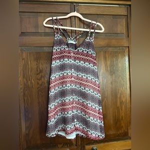 MILLAU Floral Boho Dress Size S Sleeveless Strappy Raceback Button Down V-Neck